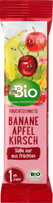 dmBio Fruchtriegel Banane Apfel Kirsch, ab 1 Jahr, 25g