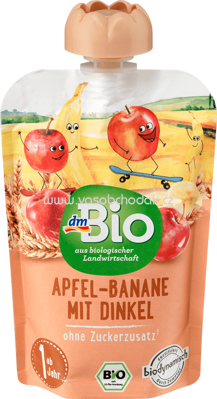dmBio Quetschbeutel Apfel-Banane mit Dinkel, ab 1 Jahr, 100g