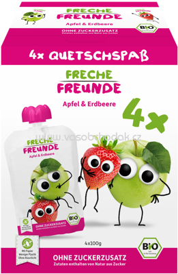 Freche Freunde Quetschbeutel Apfel & Erdbeere, ab 6. Monat, 4x100g, 400g