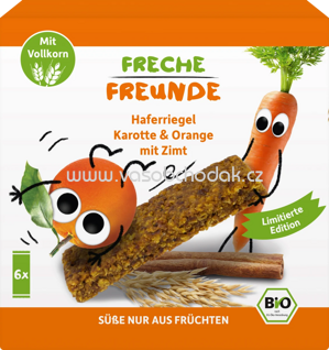 Freche Freunde Fruchtiger Haferriegel Karotte & Orange mit Zimt, ab 3 Jahren, 6 St, 180g