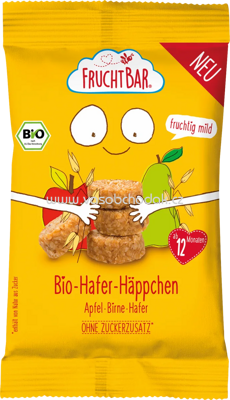 FruchtBar Bio Hafer Häppchen, Apfel, Birne, Hafer, ab 12. Monat, 40g