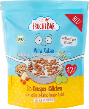 FruchtBar Bio Knusper Bällchen Hafervollkorn, Kakao, Traube, Apfel, ab dem 12. Monat, 125g