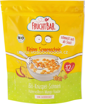 FruchtBar Bio Knusper Sonnen Hafervollkorn, Mango, Traube, ab 12. Monaten, 125g