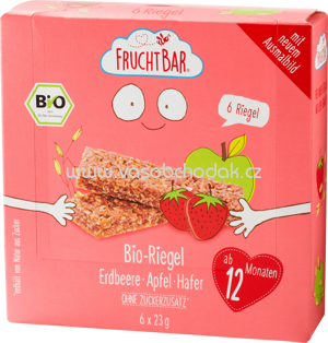 FruchtBar Bio Fruchtriegel Erdbeere, Apfel, Hafer, ab 12. Monat, 6 St