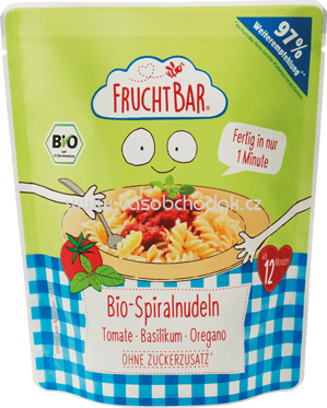 FruchtBar Bio Spiralnudeln, Tomate, Basilikum, Oregano, ab 12. Monat, 190g