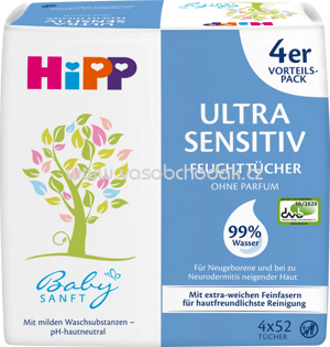 Hipp Babysanft Feuchttücher Ultra Sensitive, 4x52St, 208 St