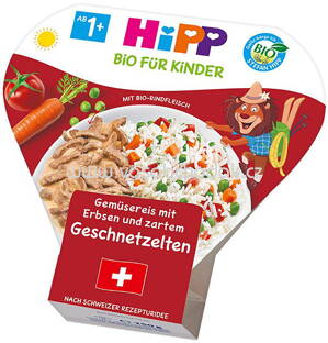 Hipp Kinderteller Gemüsereis mit Erbsen & zartem Geschnetzelten ab 1 Jahr, 250 g