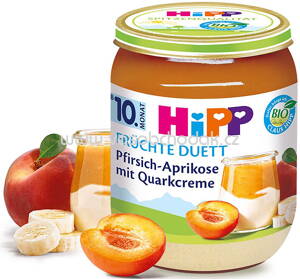 Hipp Früchte Duett Pfirsich-Aprikose mit Quarkcreme ab 10. Monat, 160 g