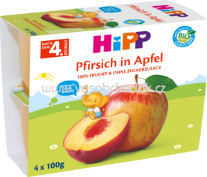 Hipp Frucht-Pause Pfirsich in Apfel, nach dem 4. Monat, 4x100g, 0,4 kg