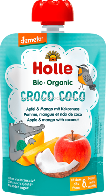 Holle baby food Quetschbeutel Croco Coco, Apfel & Mango mit Kokusnuss, ab 8 Monaten, 100g