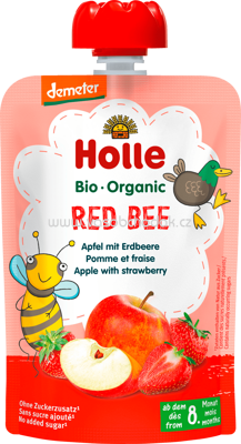 Holle baby food Quetschbeutel Red Bee, Apfel & Erdbeere, ab 8 Monaten, 100g