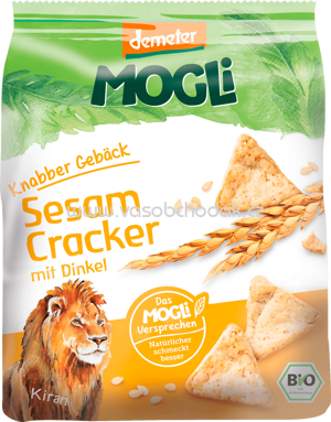MOGLi Knabber Gebäck Sesam Cracker mit Dindel, 80g