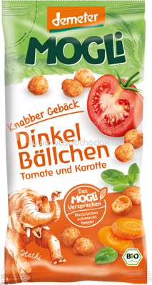 MOGLi Knabber Gebäck Dinkel Bällchen Tomate und Karotte, 40g