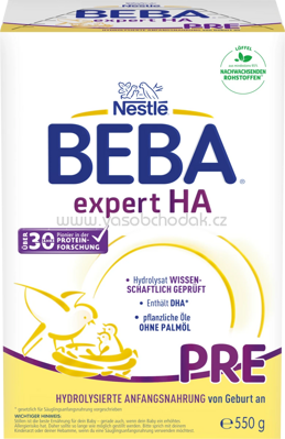 Nestlé BEBA Anfangsmilch Expert HA PRE, von Geburt an, 550g