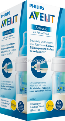 Philips AVENT Flasche Anti-colic mit AirFree Ventil, ab 0+ Monate, 125 ml, 1 St