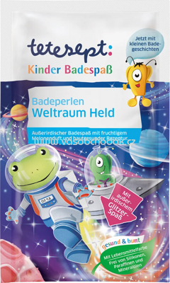 Tetesept Badezusatz Kinder Badespaß Badeperlen Weltraum Held, 60g