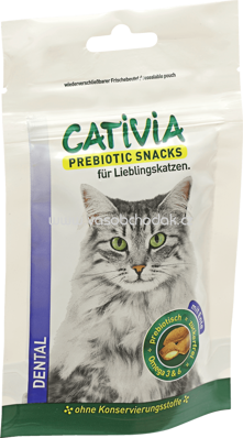 Cativia Snack für Katzen, Knusperkissen, Dental, 50 g - ONL