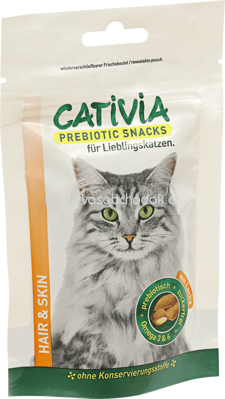 Cativia Snack für Katzen, Knusperkissen, Hair & Skin, 50 g - ONL
