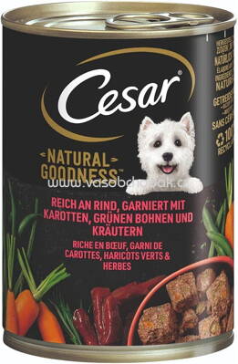 Cesar Natural Godness reich an Rind, garniert mit Karotten, Grünen Bohnen und Kräutern, 6x400g, 2,4kg