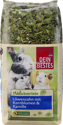 Dein Bestes Snack für Nager & Zwergkaninchen, Naturverliebt, Löwenzahn mit Kornblumen und Kamille, 150 g