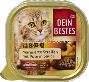 Dein Bestes BBQ Nassfutter für Katzen, marinierte Streifen mit Pute, in Sauce, 100 g