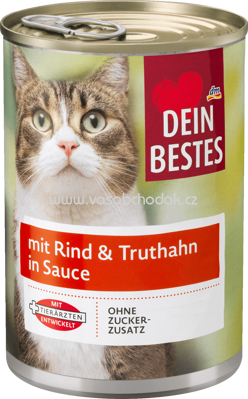 Dein Bestes Nassfutter für Katzen mit Rind & Truthahn, in Sauce, 400 g