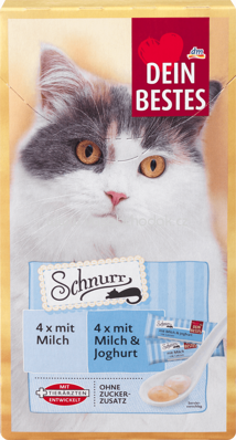 Dein Bestes Schnurr Snack für Katzen, 4 x mit Milch, 4 x mit Joghurt, 8 St, 80 g
