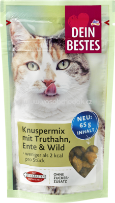 Dein Bestes Snack für Katzen, Knuspermix mit Truthahn, Ente & Wild, 65 g