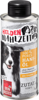 Dein Bestes Einzelfuttermittel für Hunde, Heldenmahlzeit, 100 % Pures Hanföl, 250 ml