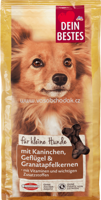 Dein Bestes für kleine Hunde Trockenfutter für Hunde, mit Kaninchen, Geflügel und Granatapfelkernen, 1 kg