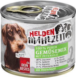 Dein Bestes Nassfutter für Hunde, Heldenmahlzeit, 100 % Purer Gemüsemix mit Petersilie, 175 g