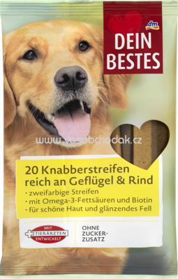 Dein Bestes Snack für Hunde, Knabberstreifen, reich an Geflügel & Rind, 200 g