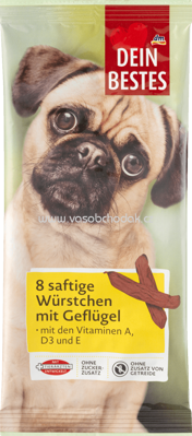 Dein Bestes Snack für Hunde, Saftige Würstchen mit Geflügel, 60 g