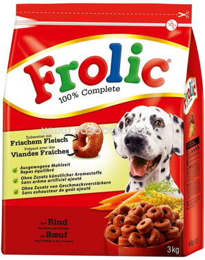 Frolic 100% Complete mit Rind, Karotten und Getreide, 3 kg