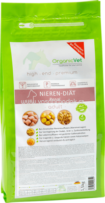 OrganicVet Diät-Trockenfutter für Katzen, Nieren-Diät, 1,5 kg - ONL