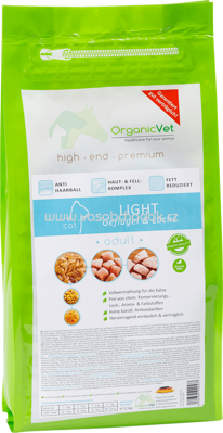 OrganicVet Trockenfutter für Katzen, Light, Geflügel & Lachs, 1,5 kg - ONL
