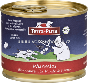 Terra Pura Nahrungsergänzung für Hunde und Katzen, Wurmlos, Kräuter, 100 % Bio, 80 g - ONL