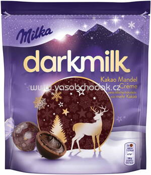 Milka Feine Kugeln darkmilk Kakao Mandel Creme zarte Milchschokolade mit mehr Kakao, 100g