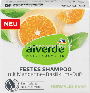 Alverde NATURKOSMETIK Festes Shampoo mit Mandarine-Basilikum-Duft, 60g