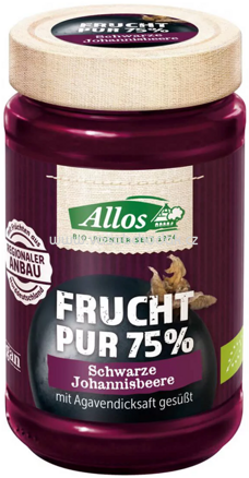 Allos Frucht Pur 75% Schwarze Johannisbeere, 250g