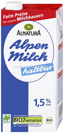 Alnatura Haltbare Alpenmilch 1,5%, 1 l