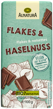 Alnatura Schokolade mit Flakes & Haselnuss, vegane Rezeptur 100 g