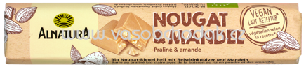 Alnatura Schokoriegel Nougat & Mandel, vegane Rezeptur, 35g