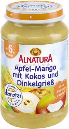 Alnatura Apfel Mango mit Kokos und Dinkelgrieß, ab 6. Monat, 190g