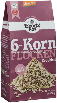Bauckhof 6 Korn Flocken ohne Weizen, Großblatt, 500g