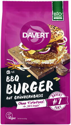 Davert BBQ Burger auf Grünkernbasis, 160g