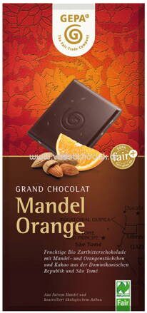 GEPA Tafelschokolade Mandel Orange, 100g