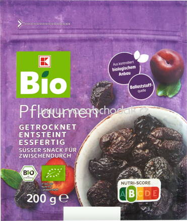K-Bio Pflaumen, getrocknet, entsteint, 200g