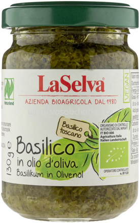 LaSelva Basilikum in Olivenöl, 130g