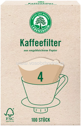 Lebensbaum Kaffeefilter Gr.4, 100 St